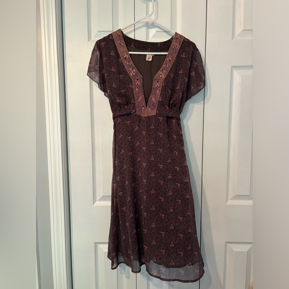 VINTAGE Lux lux purple floral midi dress